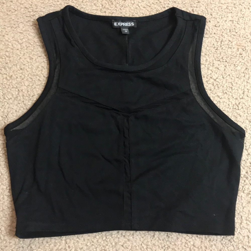 Black mesh crop top